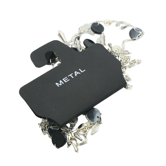 Kohl's Metal Necklace Silver-tone Multi-Strand Black Beaded Fringe - Picture 3 of 3